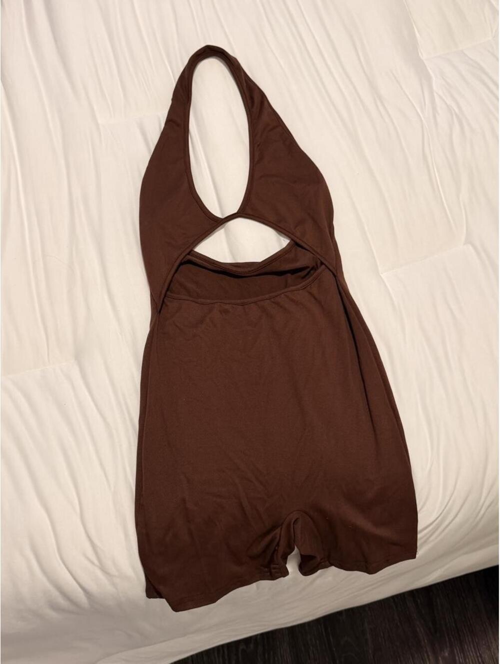 SHEIN brown halter romper size XS. Stretchy fitted material